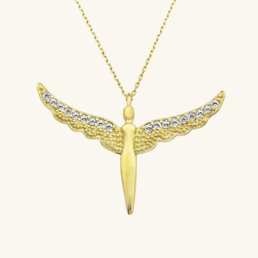 Gold Plated Winged Angel Women's Silver Necklace