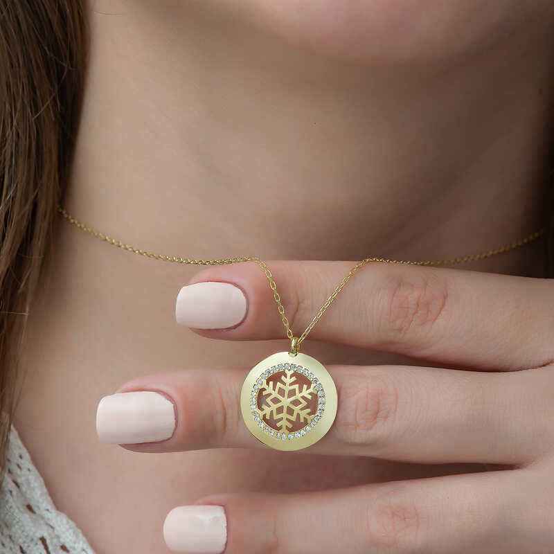 Gold Plated Snowflake Women's Silver Necklace