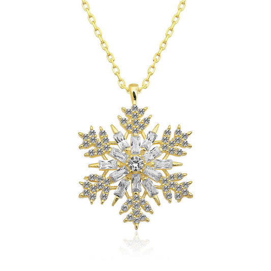 Gold Plated Snowflake Silver Necklace