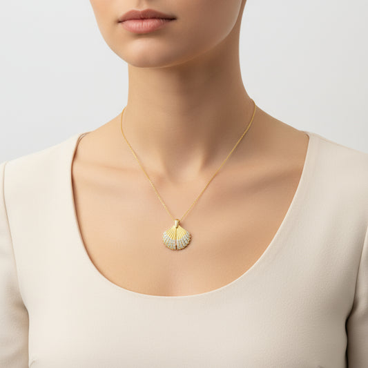 Vergoldete personalisierte Oyster Damen Silber Halskette