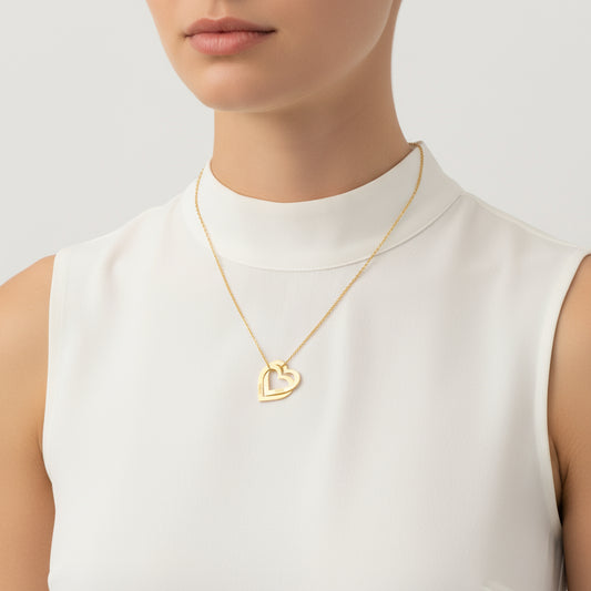 Gold Plated Personalized Hearts Silver Necklace