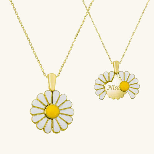Gold Plated Personalized Daisy Silver Pendant