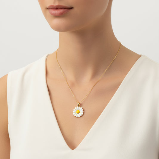 Gold Plated Personalized Daisy Silver Necklace