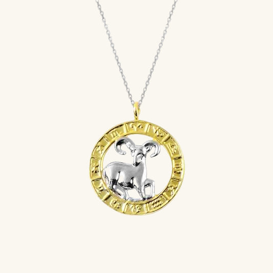 Gold Plated Aries Zodiac Silver Necklace