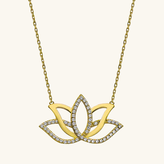 Gold Plated Lotus Flower Women's Silver Necklace