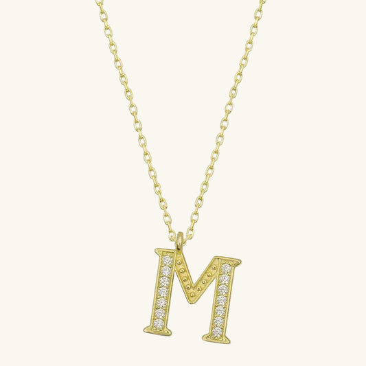 Gold Plated M Letter Women's Silver Necklace