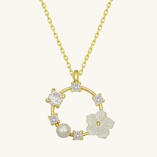 Gold Plated Magnolia Flower Women's Silver Necklace
