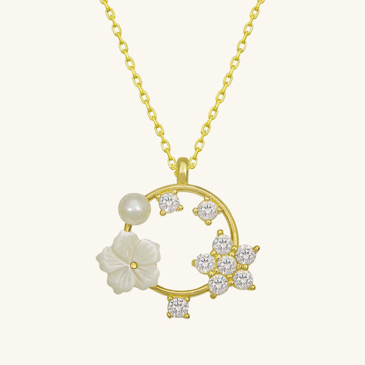 Vergoldete Magnolia Flower Star Damen-Silberkette