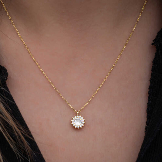 Gold Plated Minimal Round Enamel Women's Silver Necklace