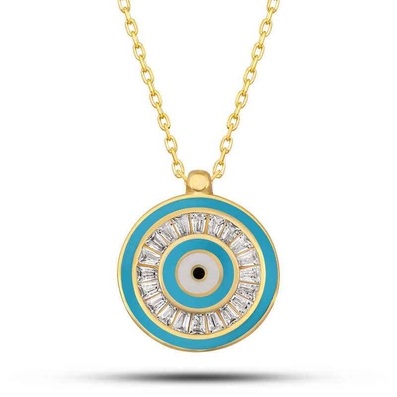 Gold Plated Evil Eye Women's Silver Necklace
