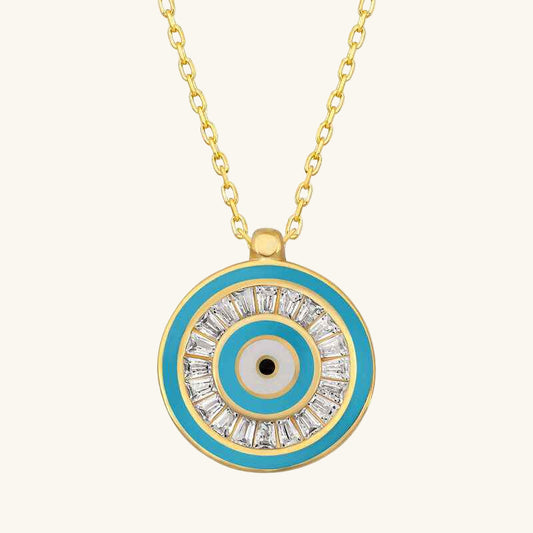 Gold Plated Evil Eye Women's Silver Necklace