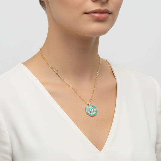 Gold Plated Evil Eye Women's Silver Necklace