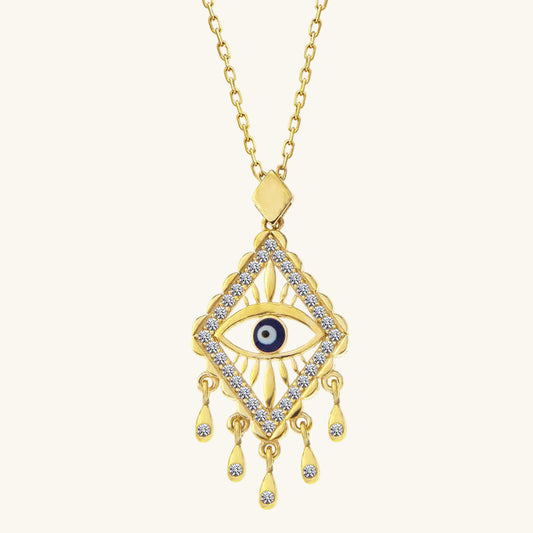 Gold Plated Evil Eye Women's Silver Necklace