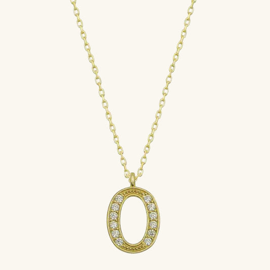 Gold Plated O Letter Women's Silver Necklace