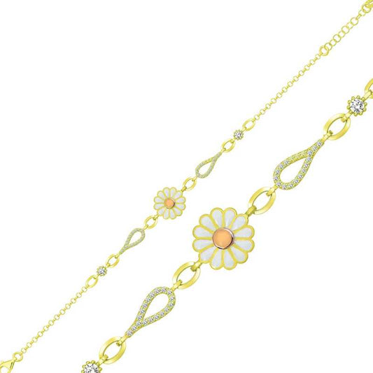 Bracelet en argent plaqué or pour femme Daisy