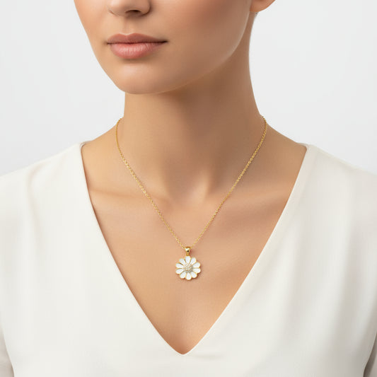 Vergoldete Daisy Damen Silber Halskette