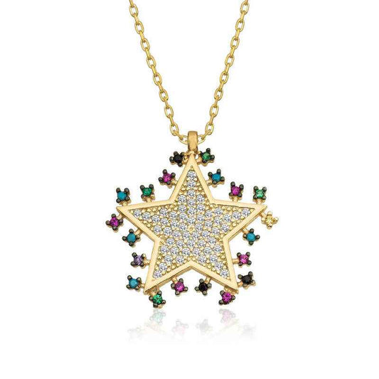 Gold Plated Shining Star Silver Necklace