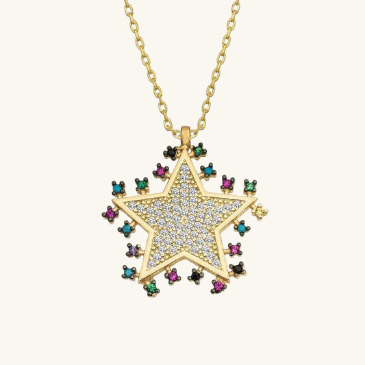 Gold Plated Shining Star Silver Necklace