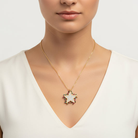 Vergoldete Shining Star Silber Halskette