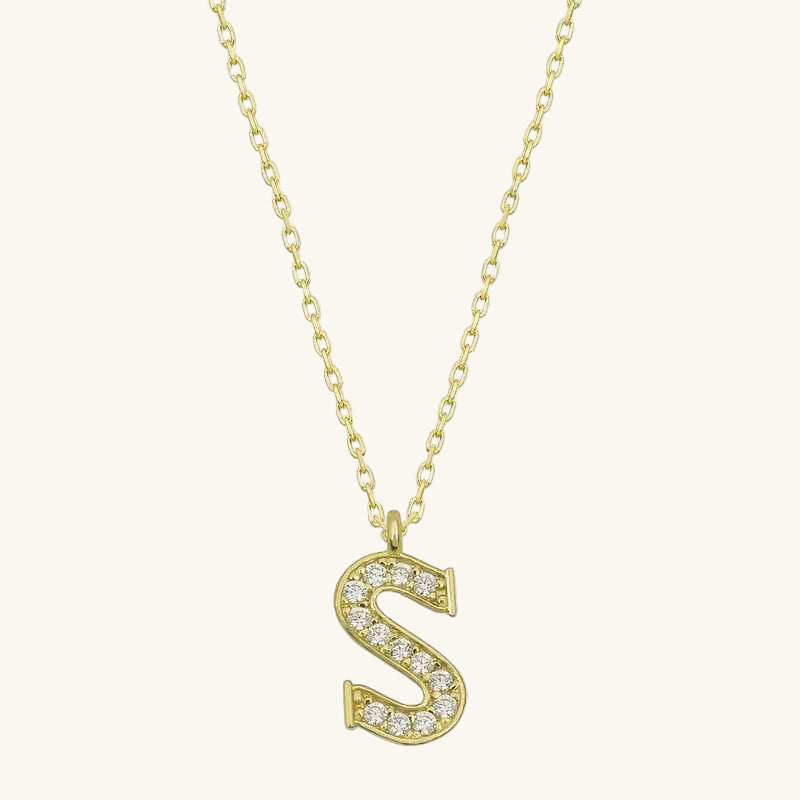 Gold Plated S Letter Women's Silver Necklace