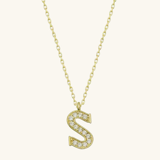 Gold Plated S Letter Women's Silver Necklace