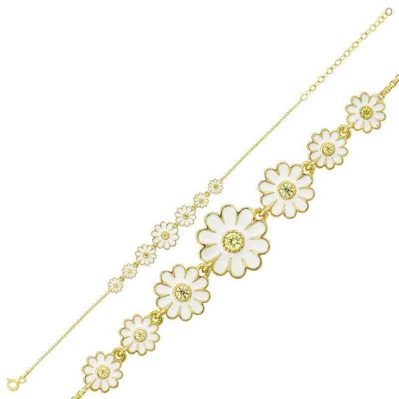Gold Plated Daisy Chain Women's Silver Bracelet