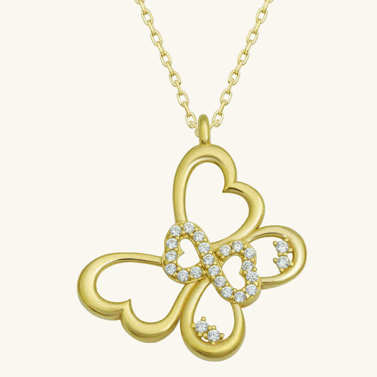 Vergoldete Infinity Butterfly Damen Silber Halskette