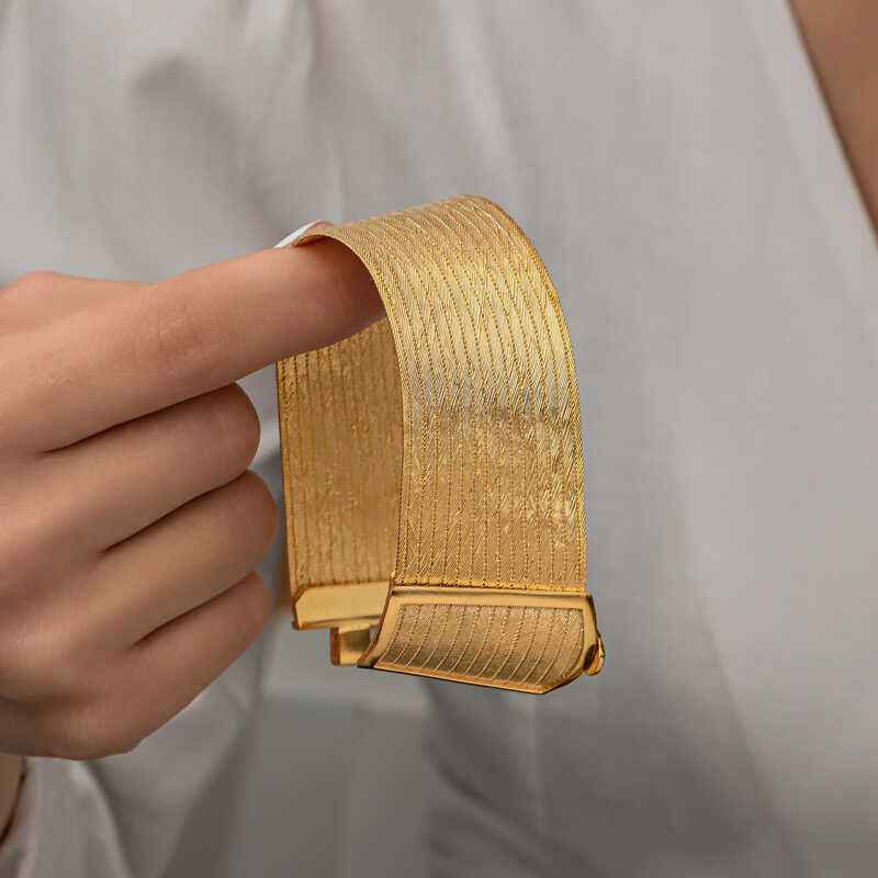 Gold Plated Trabzon Mesh Women's Silver Bracelet