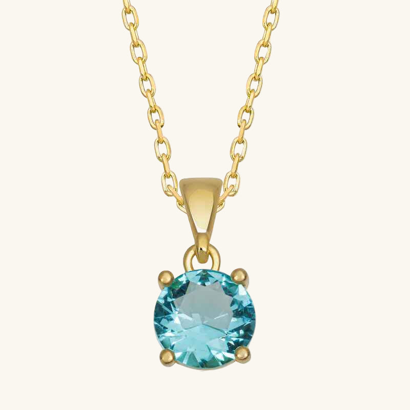 Gold Plated Turquoise Crystal Round Stone Women's Silver Pendant