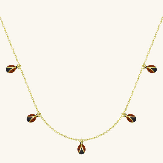 Gold Plated Ladybug Luck Women's Silver Necklace