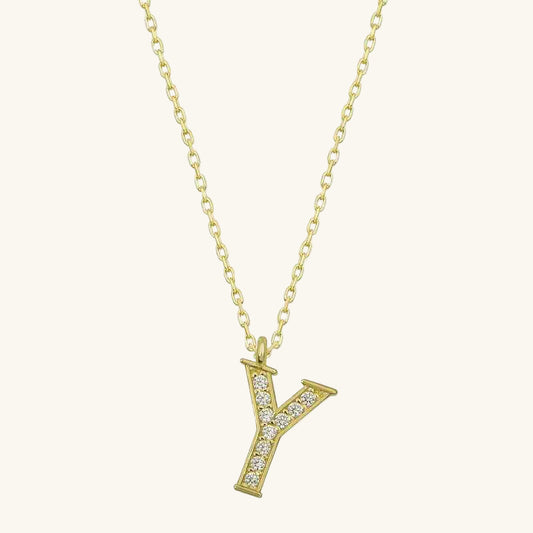 Gold Plated Y Letter Women's Silver Necklace