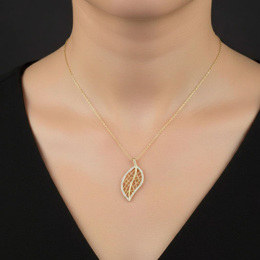 Gold Plated Leaf Women's Silver Necklace