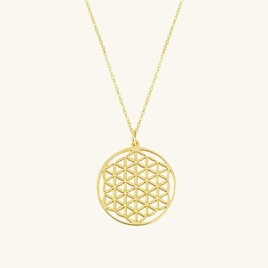 Gold Plated Flower of Life Silver Necklace