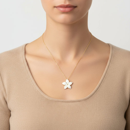 Vergoldete Jasminblüten-Halskette für Damen