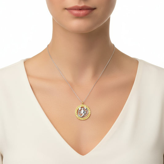 Collier en argent plaqué or avec signe du zodiaque Cancer