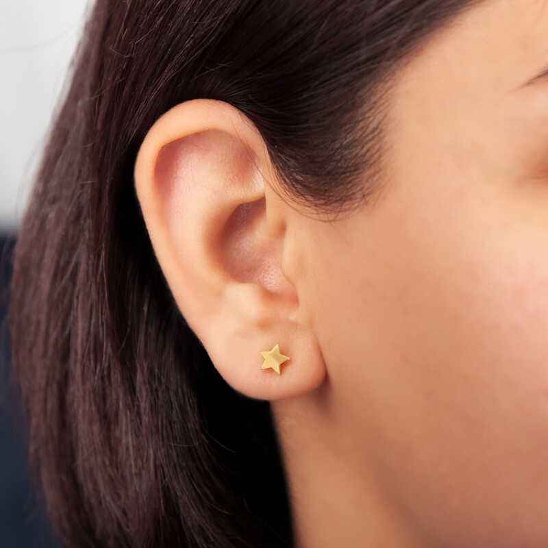Gold Plated Star Stud Women's Silver Earring