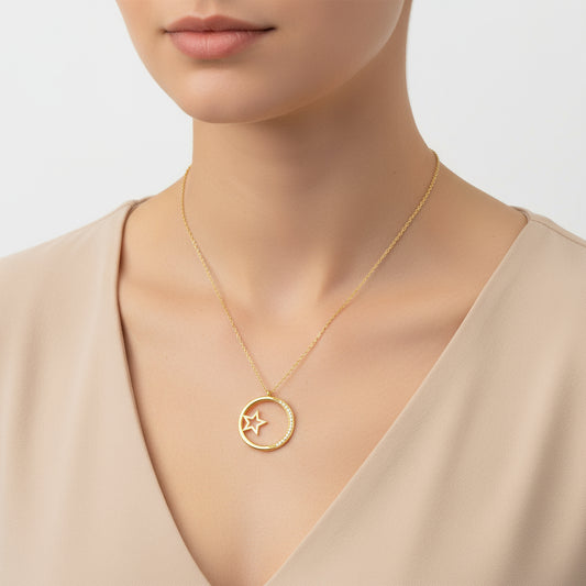 Vergoldete Damen-Silberkette mit Sterndetail