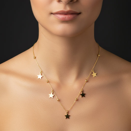 Gold Plated Starry Dorica Women's Silver Necklace