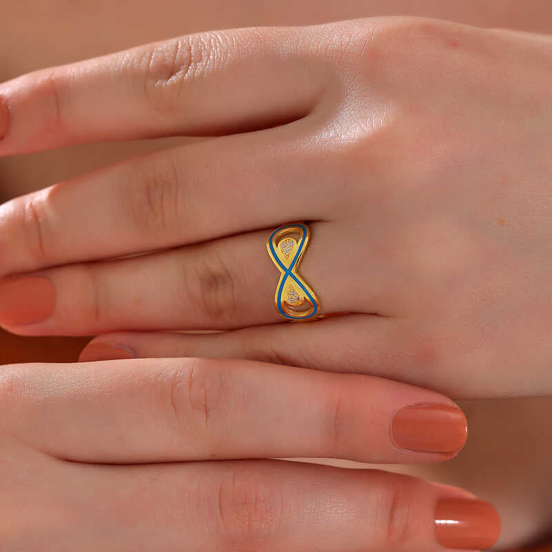 Gold Plated Zircon Stone Infinity Women's Silver Ring