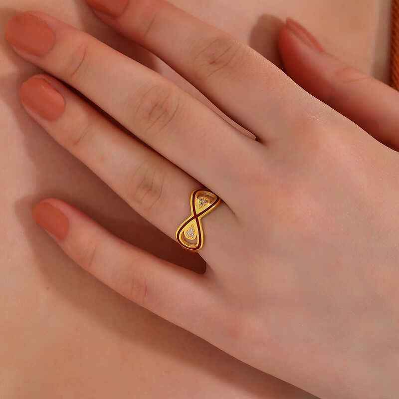 Gold Plated Zircon Stone Infinity Women's Silver Ring