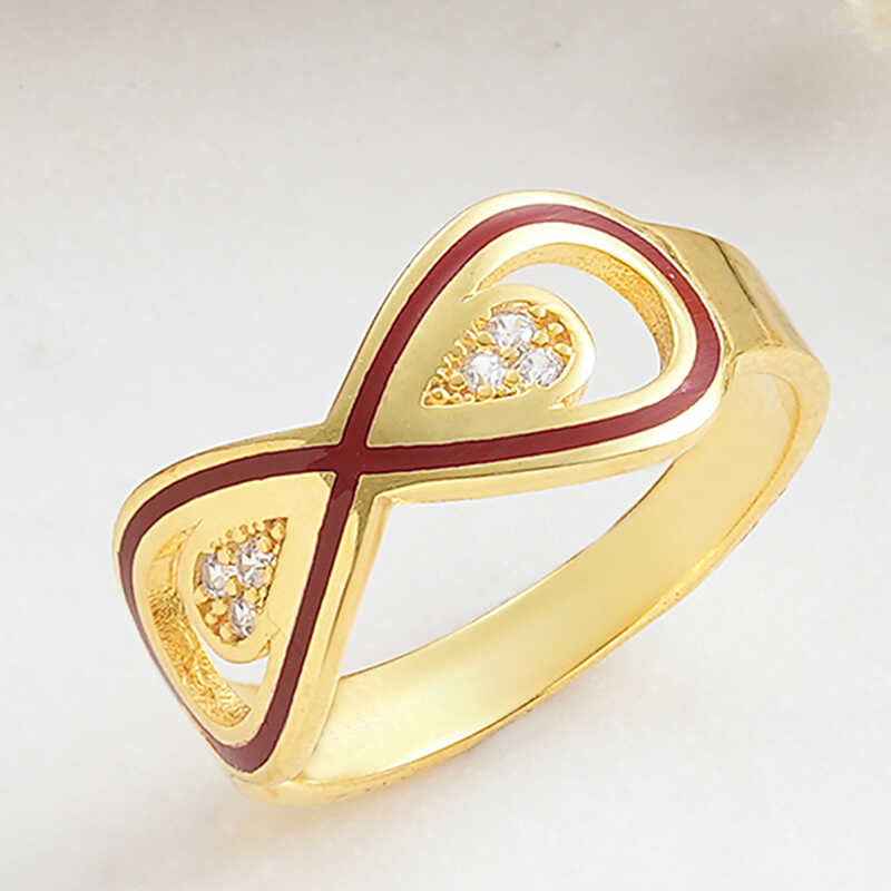 Gold Plated Zircon Stone Infinity Women's Silver Ring