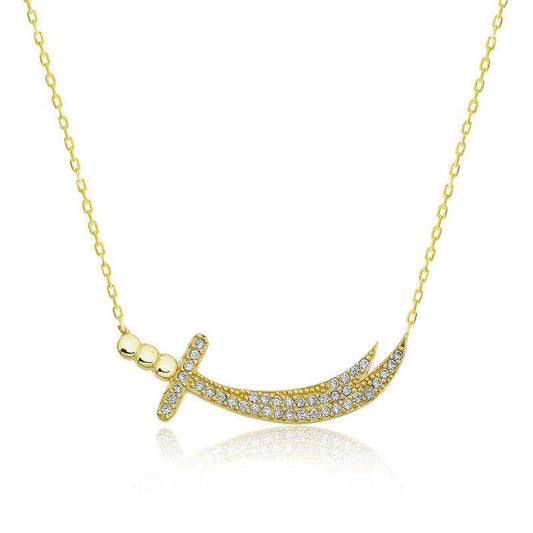 Gold Plated Zülfikar Sword Women's Silver Necklace