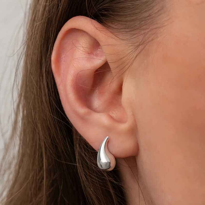 Tear Drop Spike Women's Silver Earrings