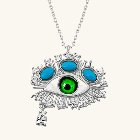 Tear Drop Protective Gaze Silver Pendant