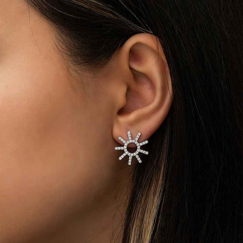 Sun Women's Silver Earrings