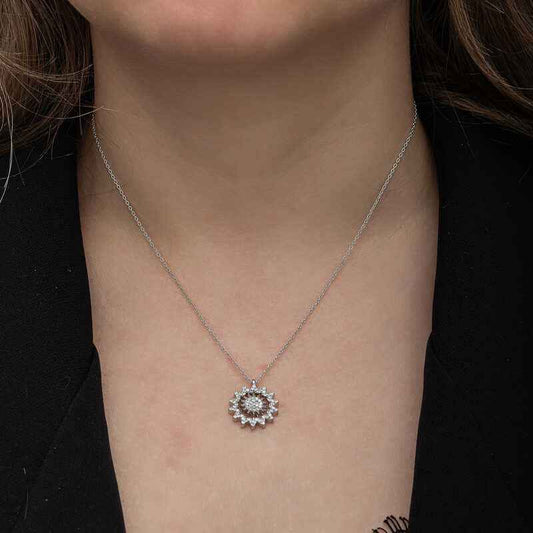 Sun Women's Silver Necklace