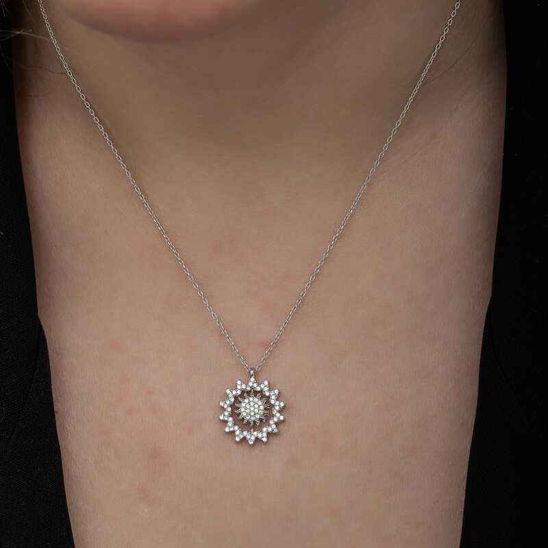Sun Women's Silver Necklace