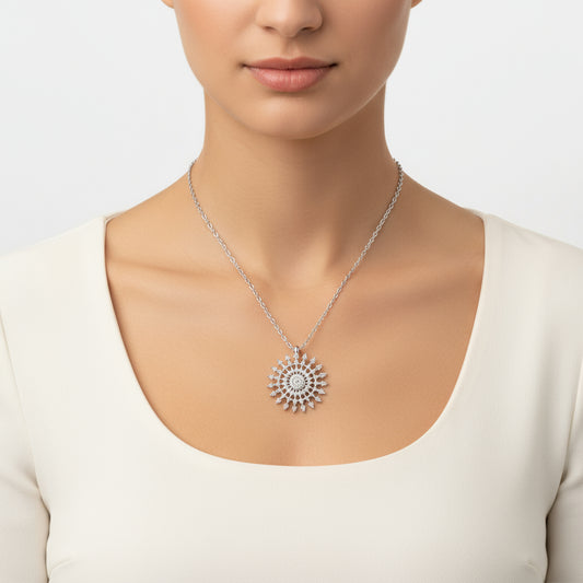 Sonne Damen Silber Halskette
