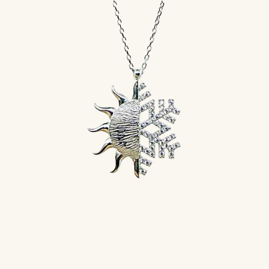 Sun Snowflake Women's Silver Pendant