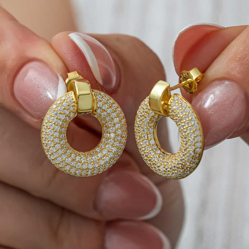 Gold Plated Ring Women's Silver Earring